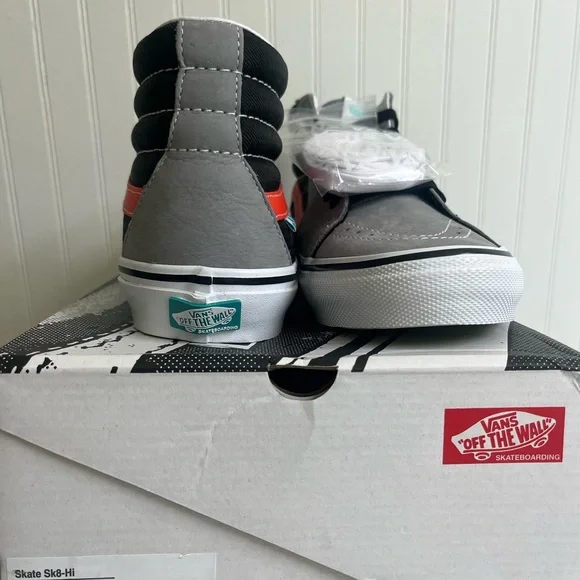 Vans Men's Black and Gray Sneakers with Red Accents - Picture 2 of 7